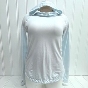 Athleta‎ Light Blue Hooded Long Sleeve Pullover Top Women's XS
